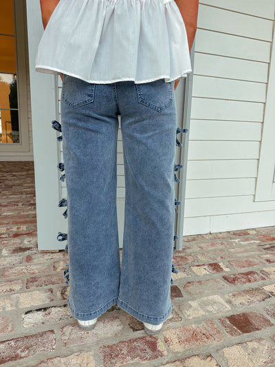 Bow Denim Jeans - Blue