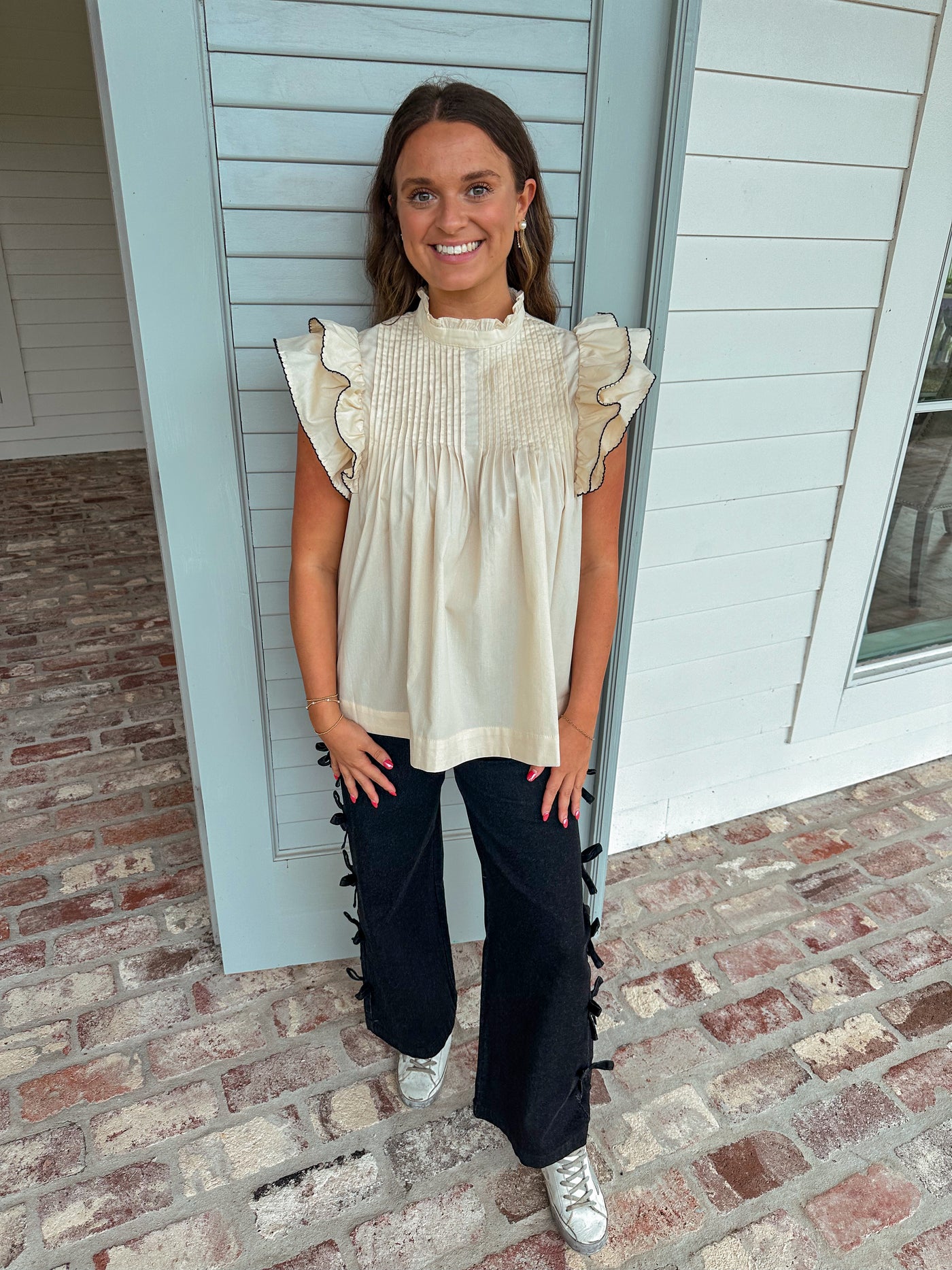 Frances Top - Cream/Black