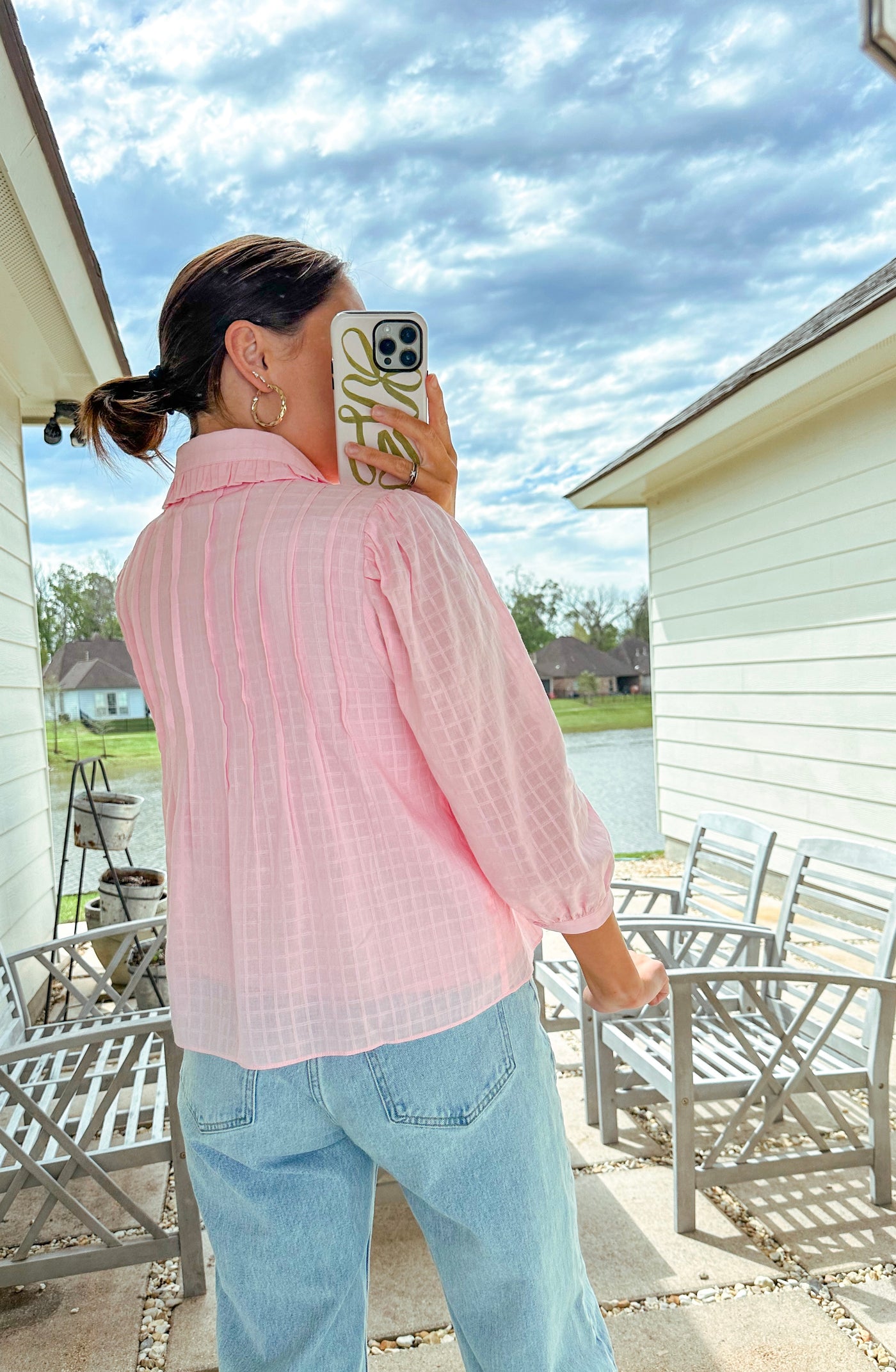 Ruffled Collar Top - Pink