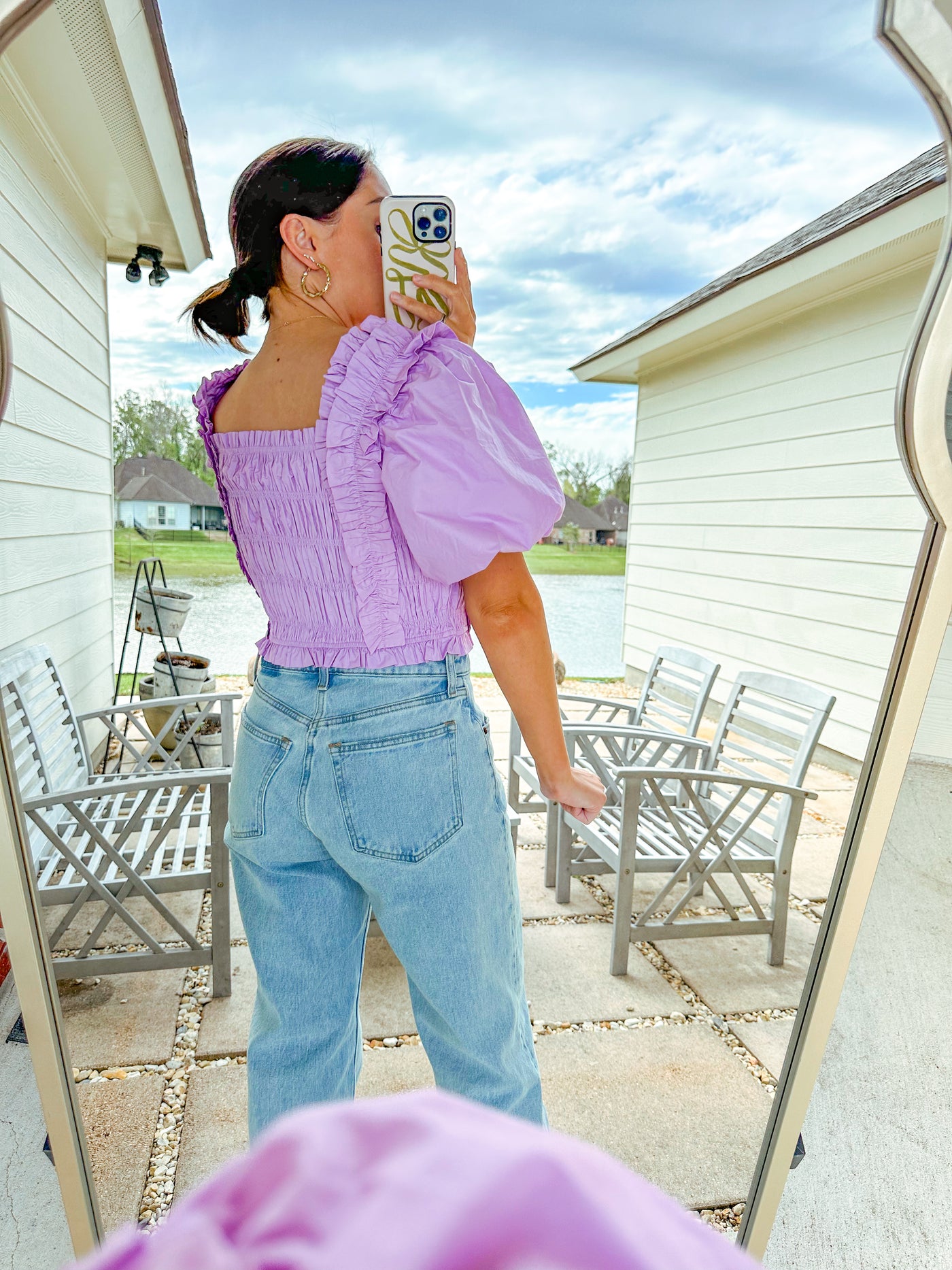 Smocked Puff Sleeve Top - Lilac