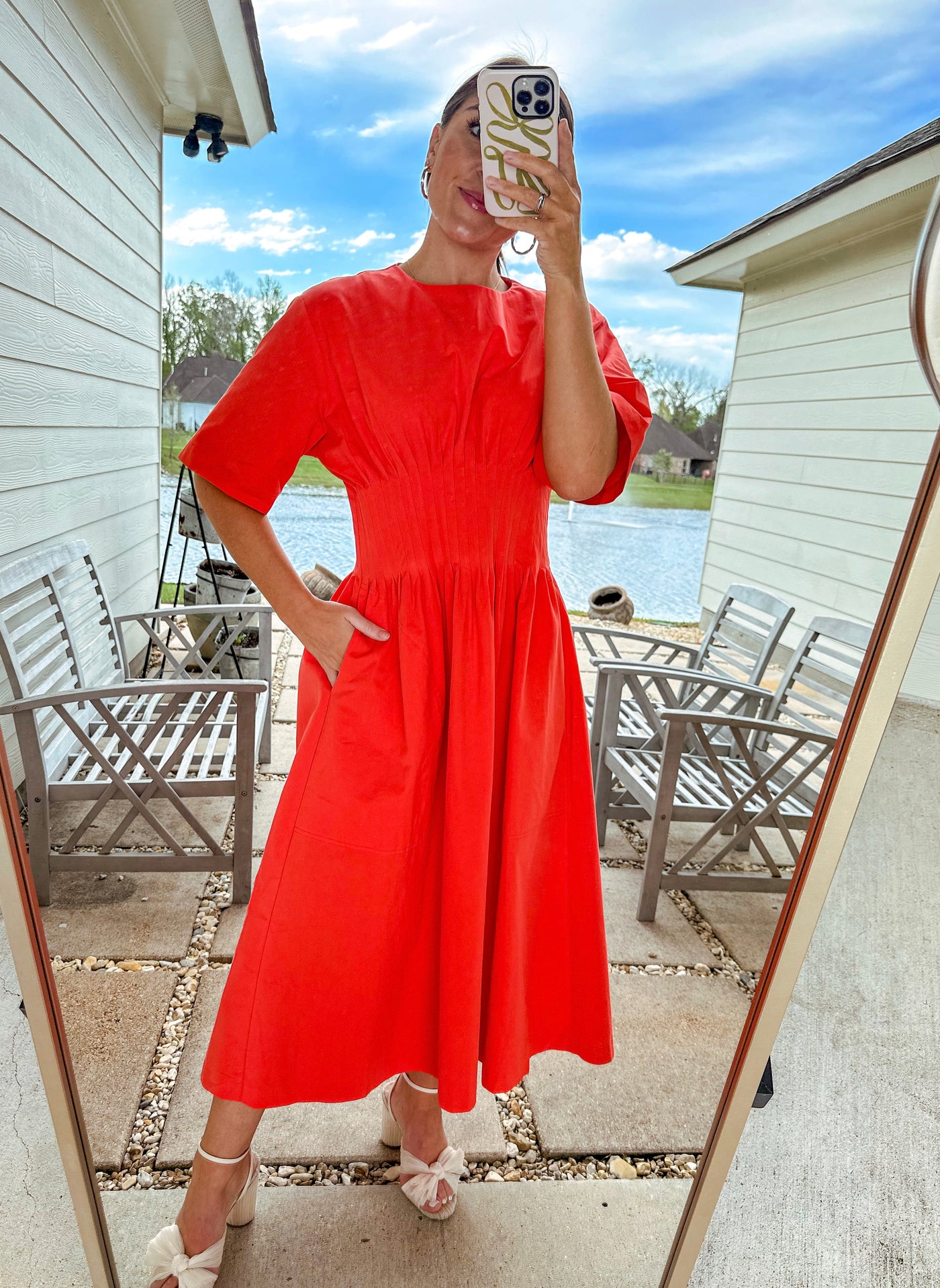 Fun & Flattering Midi Dress - Coral