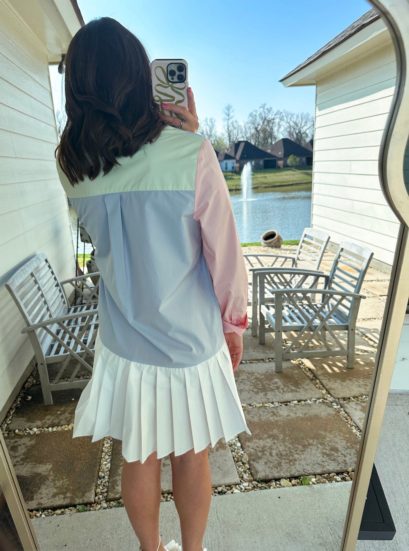 Color Block Button Down Mini Dress