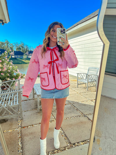 Berkley Bow Jacket - Pink/Red