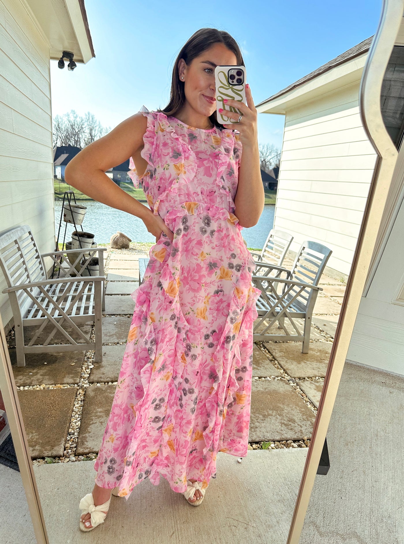 Pink Florals Maxi Dress