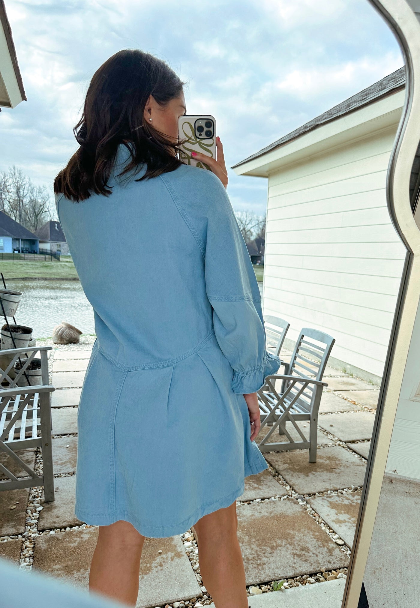 Denim Button Down Dress - Blue