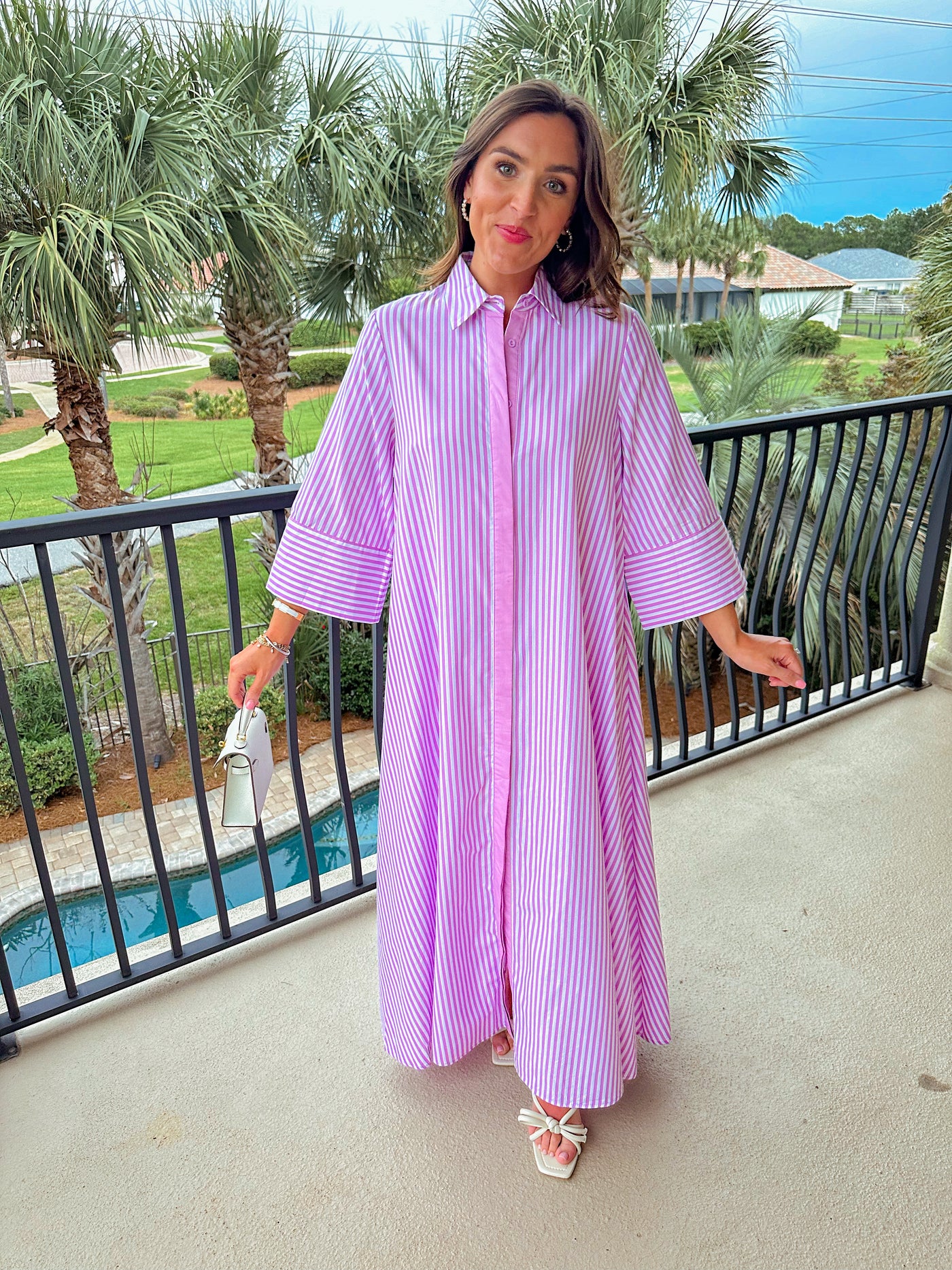 Summer Stripes Maxi Dress- Purple