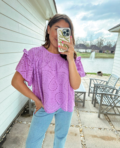 Love & Lavender Eyelet Top