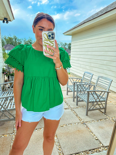 Pom Pom Top - Green