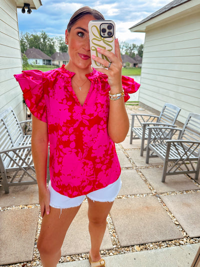 Ballee Top - Red/Fuchsia