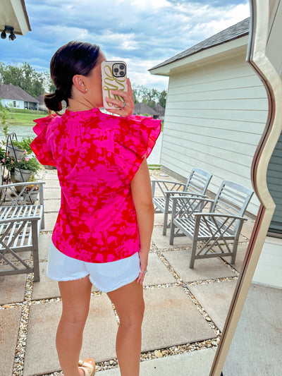 Ballee Top - Red/Fuchsia