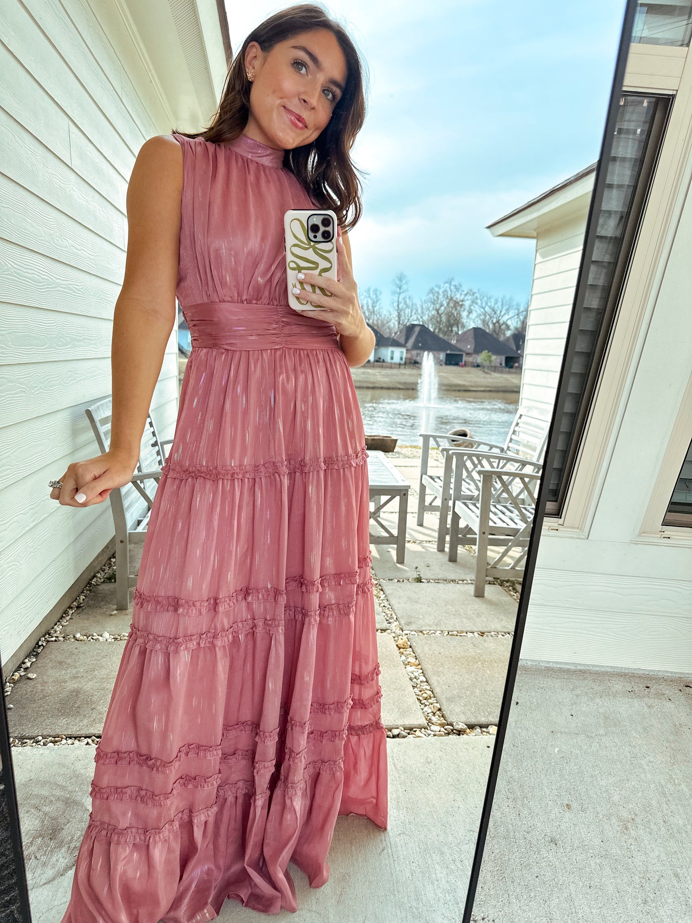 High Neck Tiered Maxi - Mauve