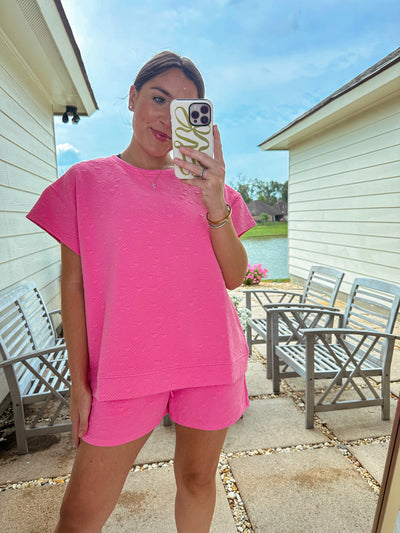Heart Textured Shorts - Pink
