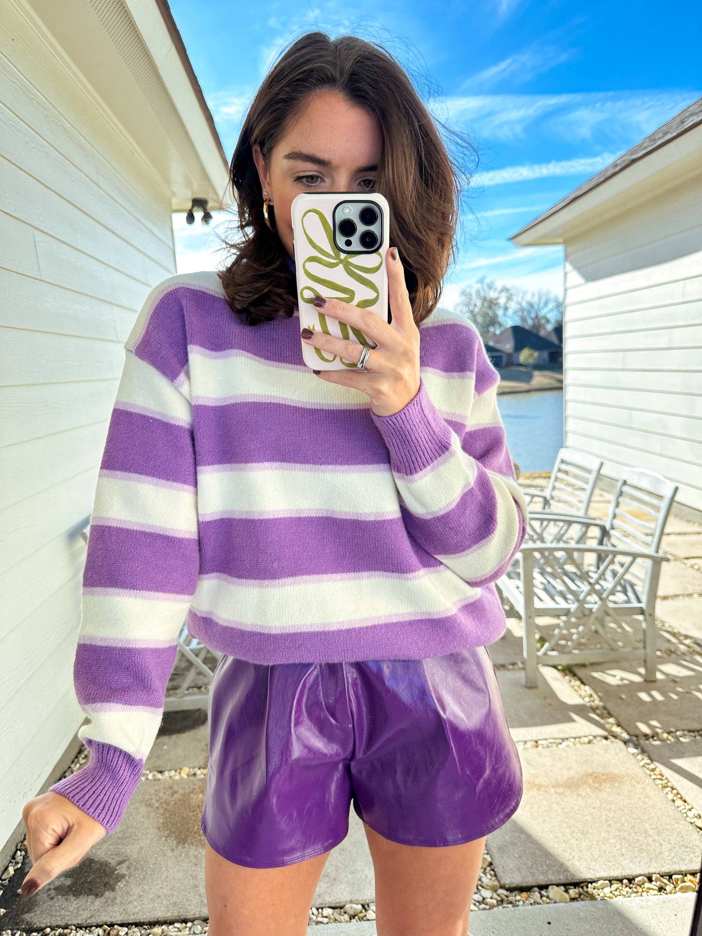 Striped Turtleneck - Purple