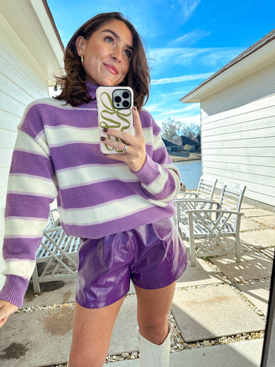 Striped Turtleneck - Purple