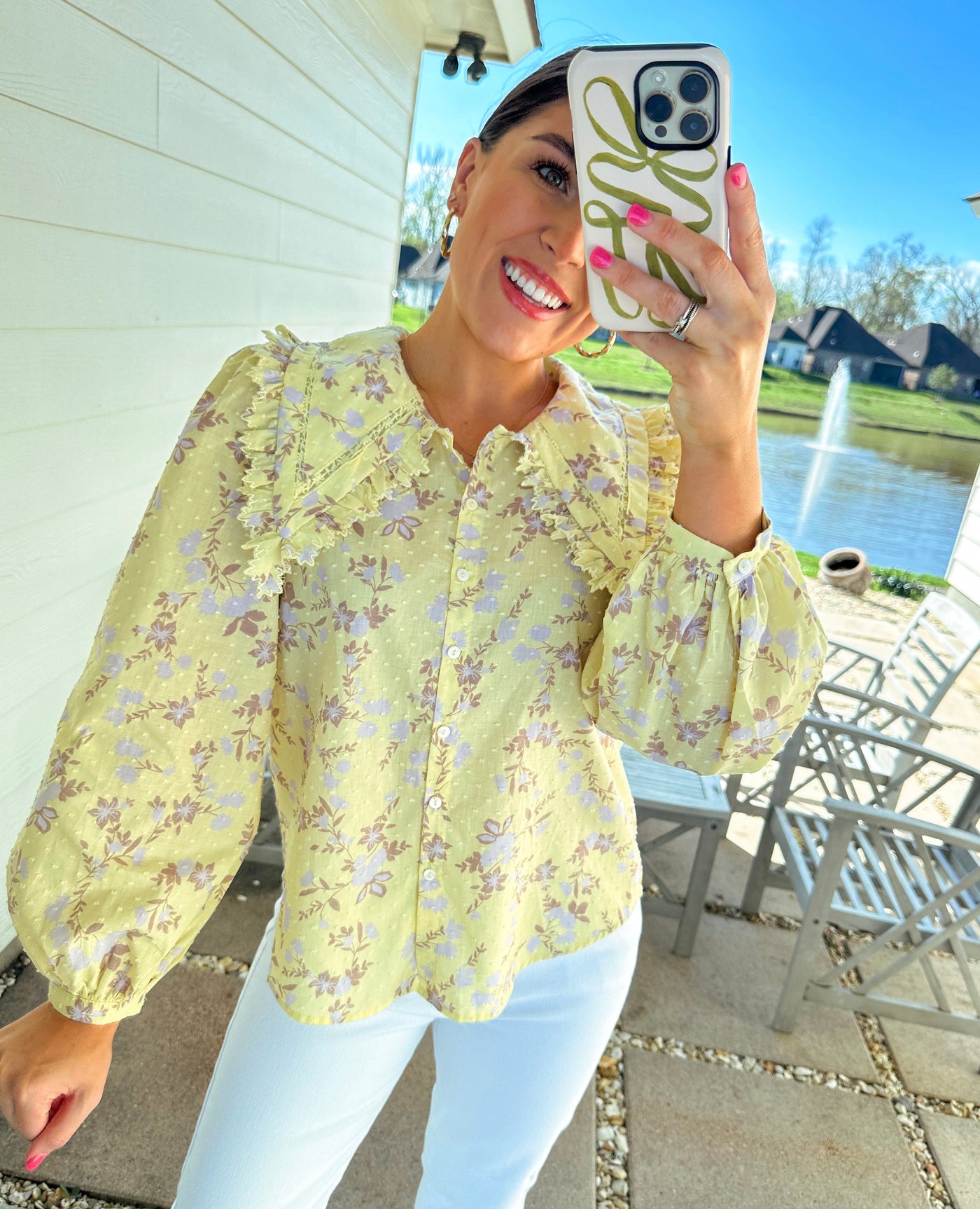 Frill Collar Top - Yellow