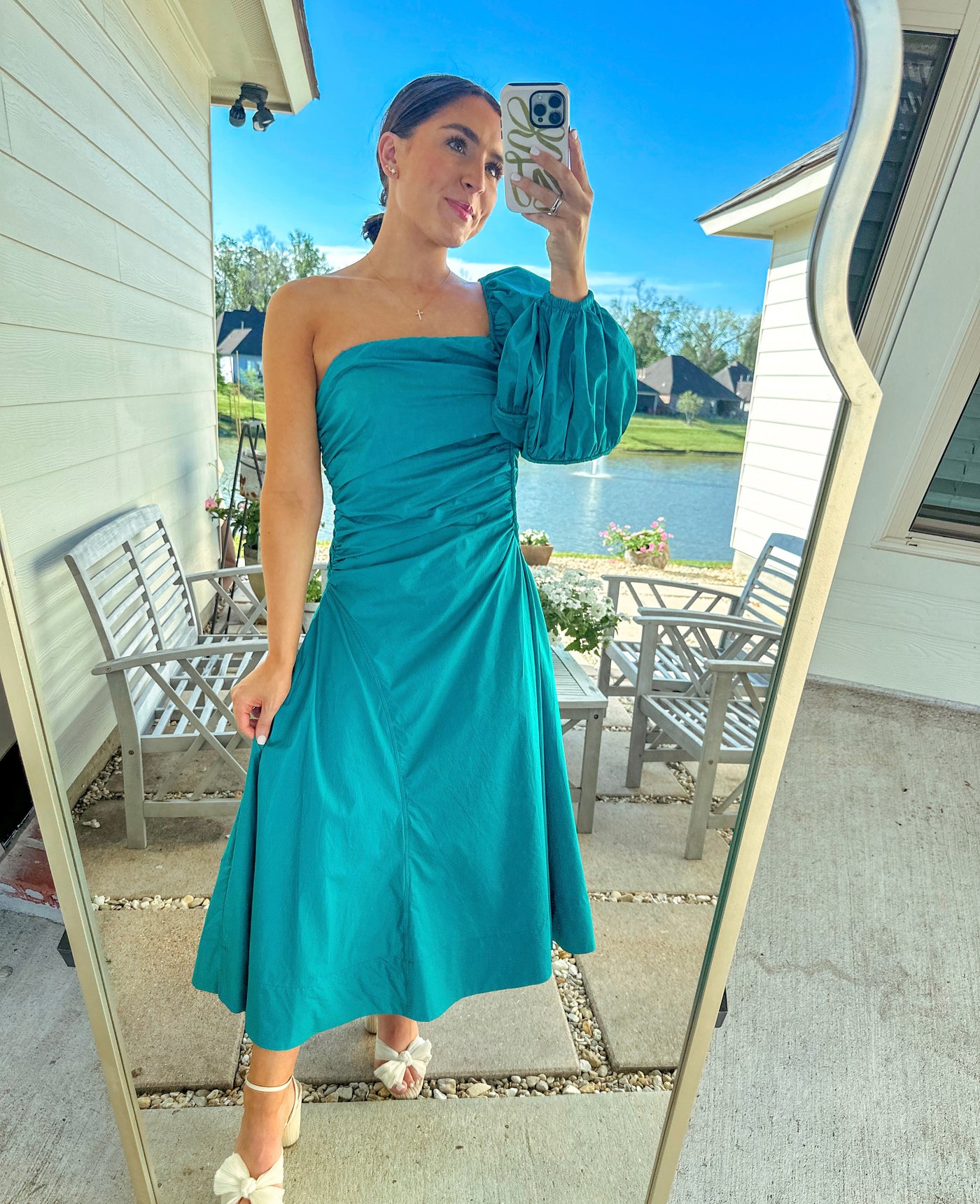 One Shoulder Midi Dress - Teal