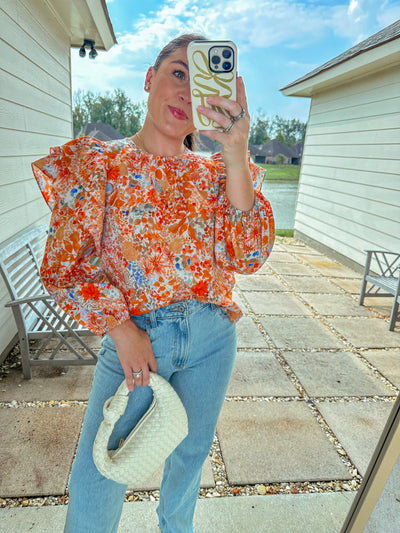 Benny Top - Orange Floral