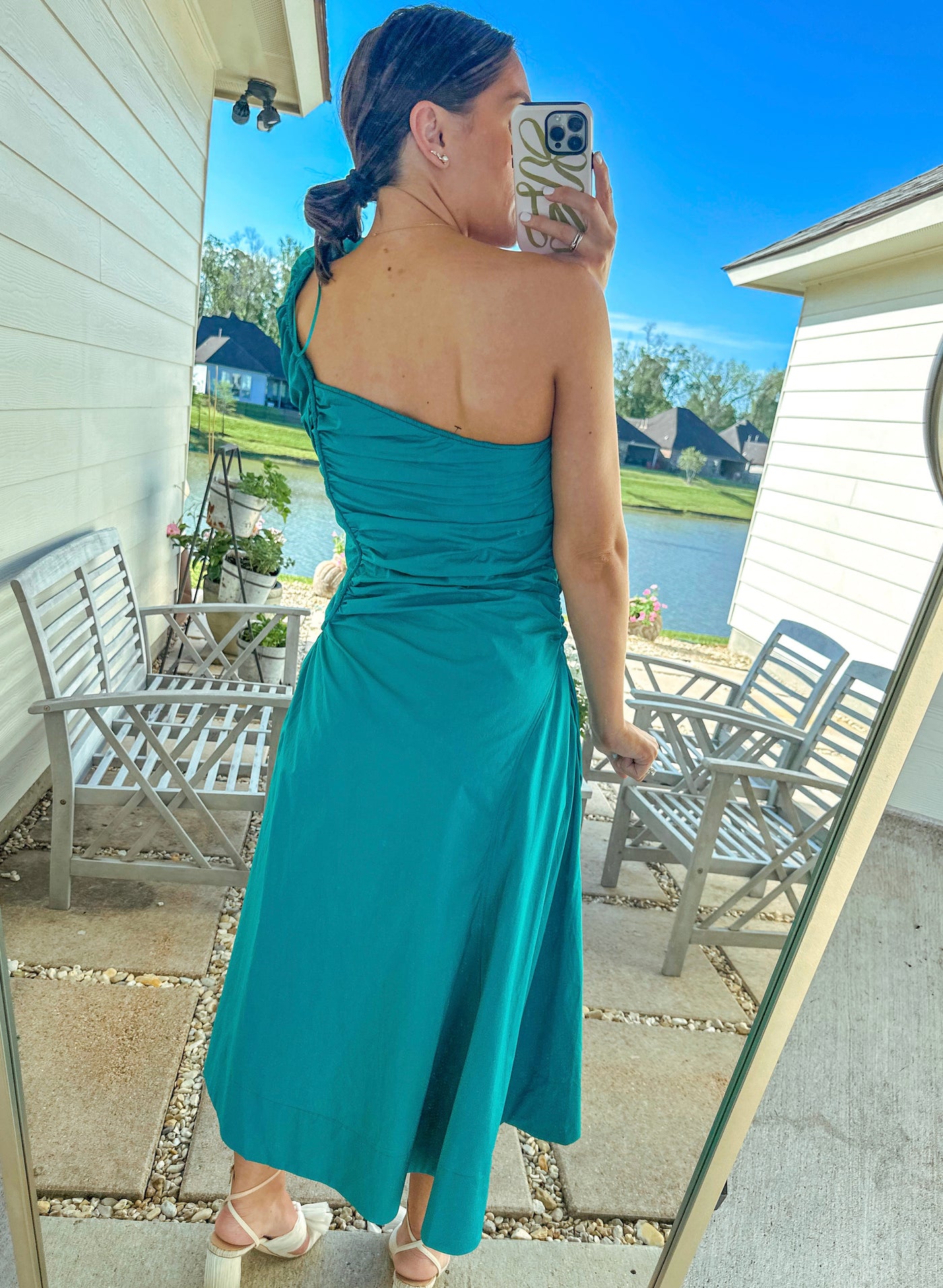 One Shoulder Midi Dress - Teal