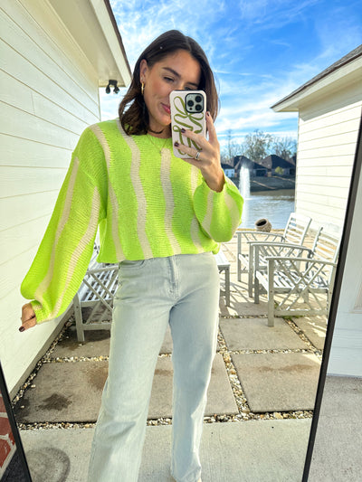 Wavy Sweater - Neon Lime