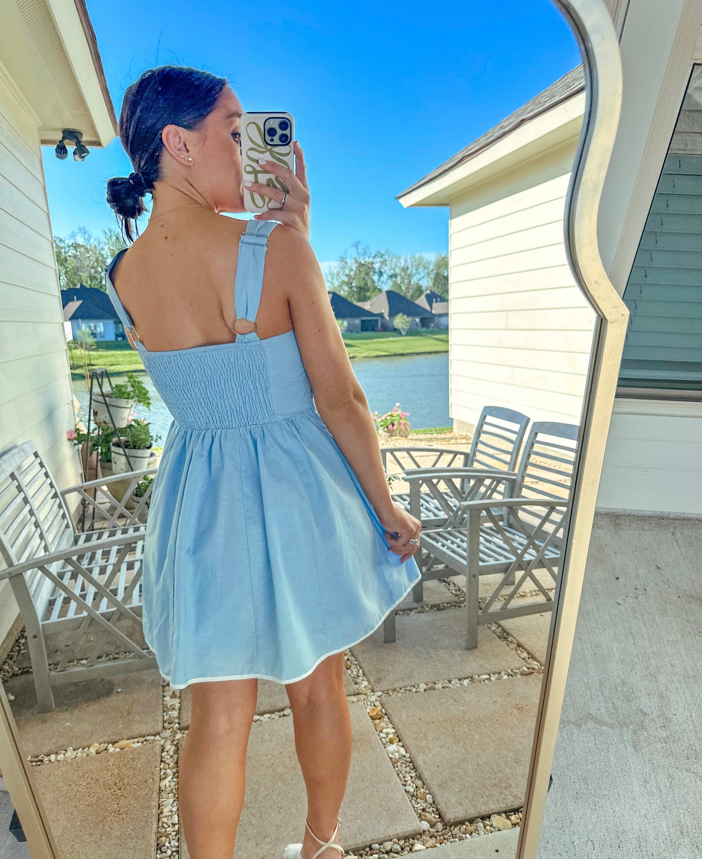 Lindsey Mini Dress - Blue/White