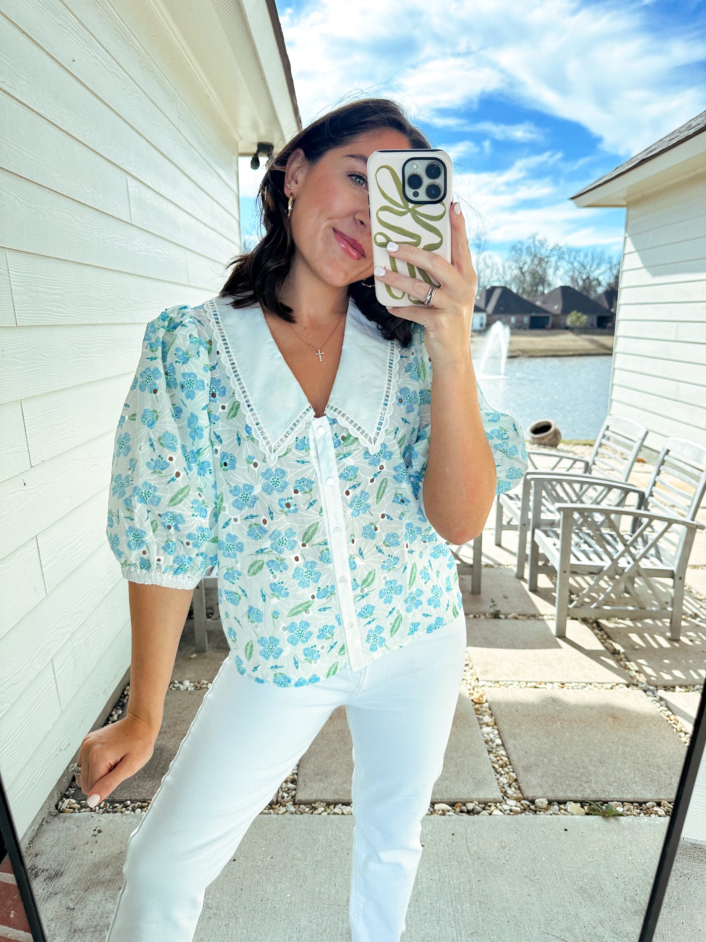 Scalloped Floral Top