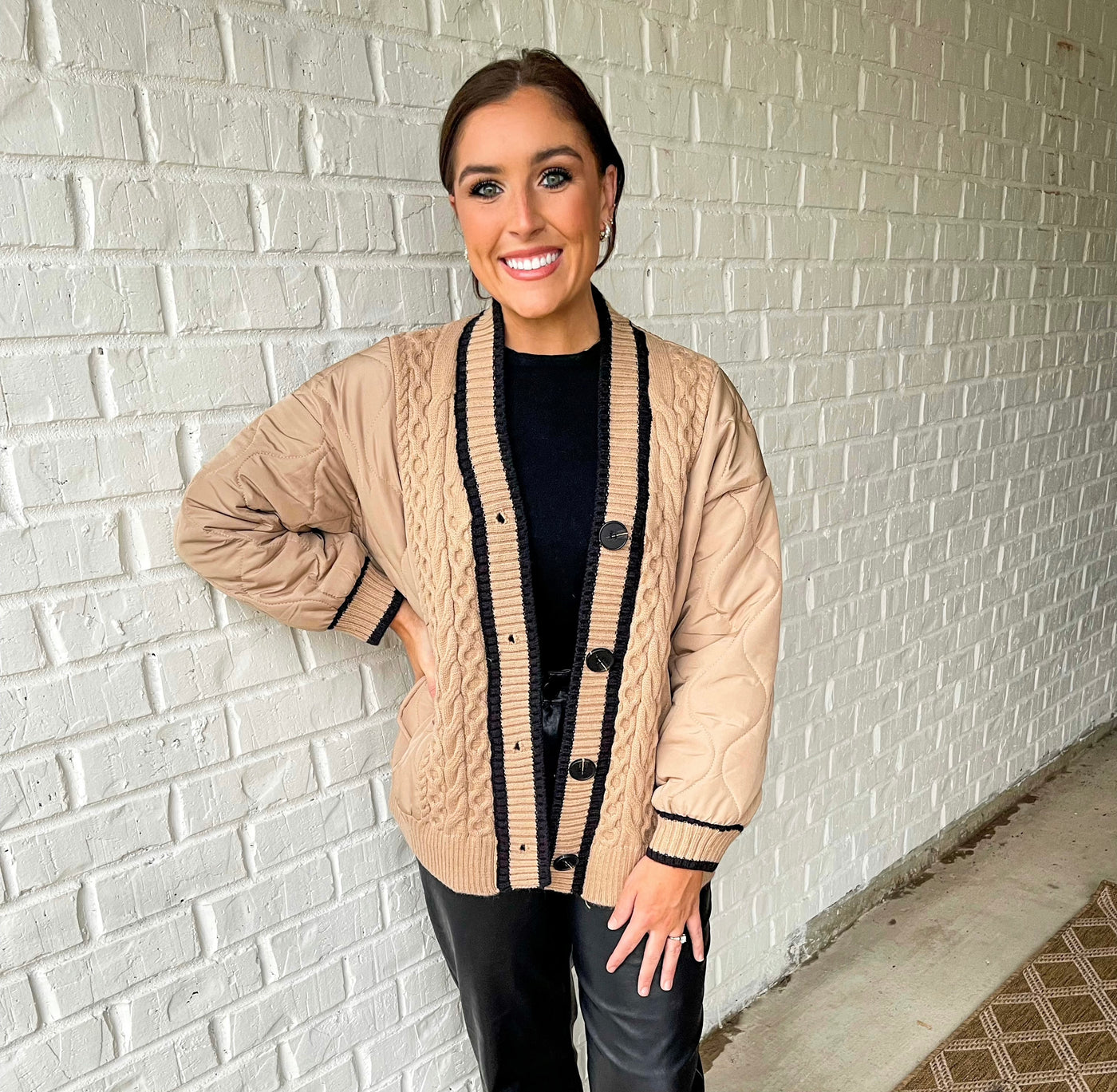 The Coffee Queen Jacket from Shop Silvs is a quilted sweater jacket that's perfect for layering in fall and winter months.