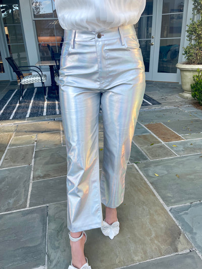 Dress these iridescent metallic pants up or down depending on your mood.