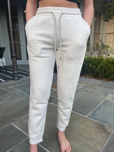 Rhinestone String Joggers - Silver