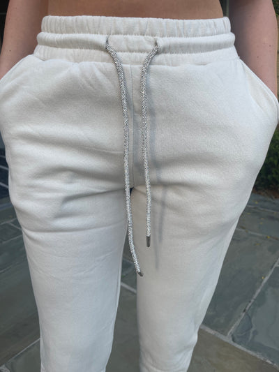 Rhinestone String Joggers - Silver