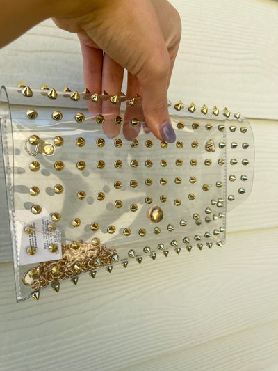 Studded Clear Clutch Bag