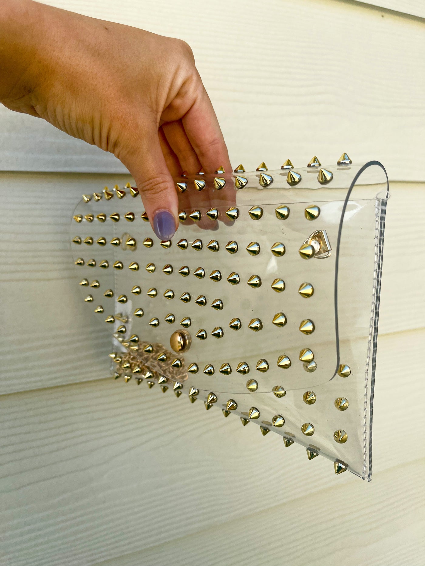 Studded Clear Clutch Bag